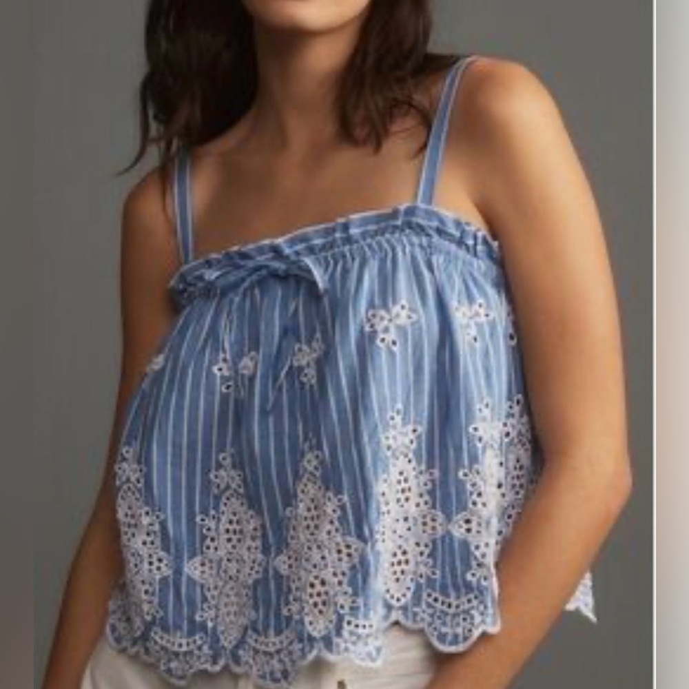 Anthropologie Maeve embroidered tank size XL